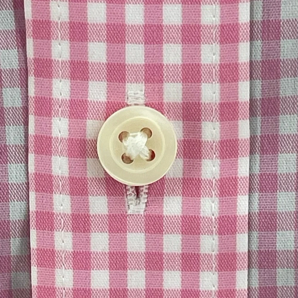 J Crew Pink & White Gingham Slim Performance‎ L/S Dress Shirt AS989 Men’s XL NWT